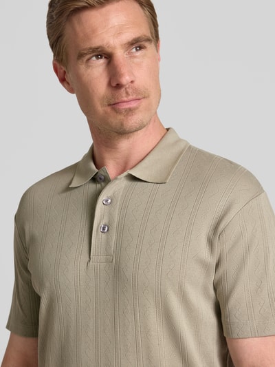 Lindbergh Poloshirt mit kurzer Knopfleiste Khaki 3