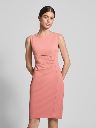 Calvin Klein Womenswear Knielanges Kleid mit U-Boot-Ausschnitt Modell 'SCUBA' Apricot 4