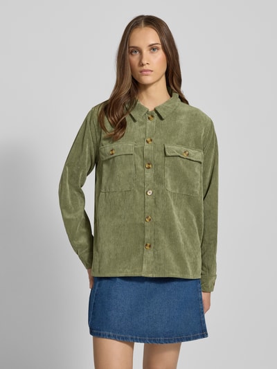 Pieces Loose Fit Hemdbluse in Cord Optik Modell 'EFFI' Oliv 4