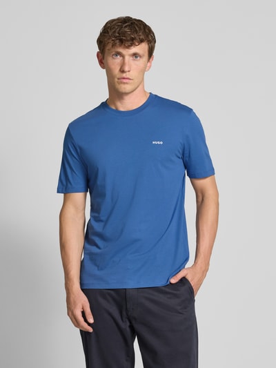 HUGO T-Shirt mit Label-Print Modell 'Dero' Dunkelblau 4