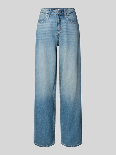 Produktfoto, blaue Baumwolljeans mit weitem Bein, dezente Waschung, glatte Oberfläche, Loose Fit Jeans aus reiner Baumwolle Modell 'TOLEDO' von ONLY, Damen Wide & Loose Fit Jeans von ONLY