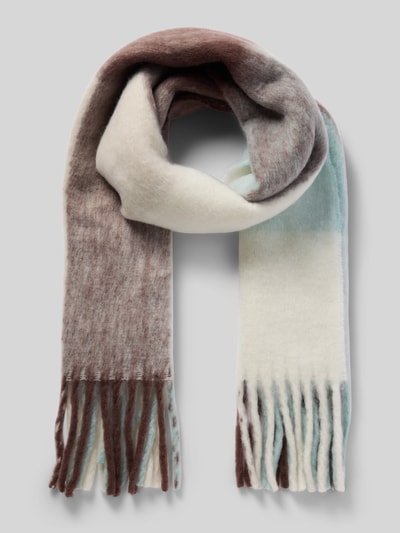 Tom Tailor Denim Schal mit langen Fransen Hellbraun Melange 1