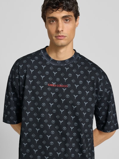Carlo Colucci T-shirt o kroju oversized z wyhaftowanym logo Czarny 3