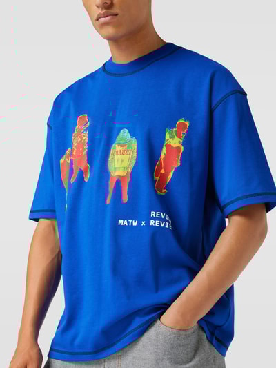 Review X MATW MATW x REVIEW - Oversized T-Shirt mit Label- und Motiv-Print Royalblau 3