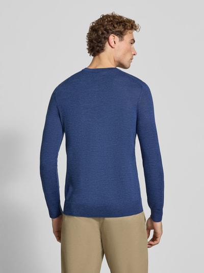 Christian Berg Men Strickpullover aus Woll-Mix mit V-Ausschnitt Jeansblau Melange 5