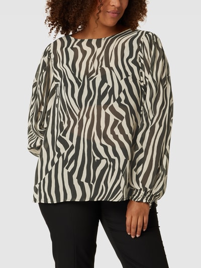 KAFFE Curve PLUS SIZE Blusenshirt mit Allover-Muster Modell 'Smila' Black 4