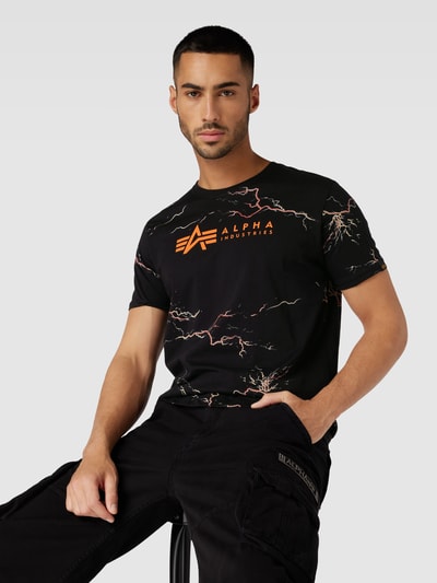 Alpha Industries T-shirt z nadrukiem z logo Czarny 3