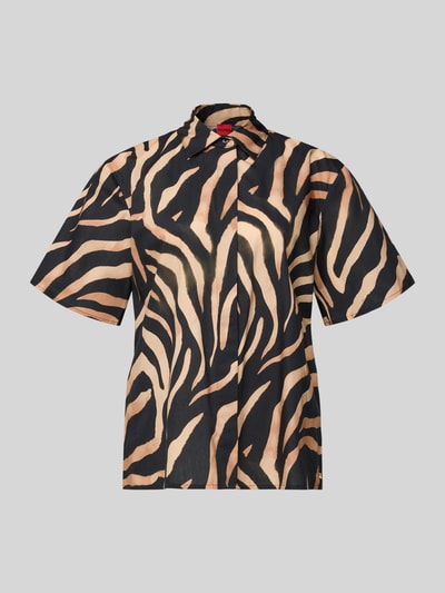 Produktfoto, Regular Fit Hemdbluse aus reiner Baumwolle Modell 'CAMULE-1' von HUGO im Animal Print mit kurzen Ärmeln und verdeckter Knopfleiste