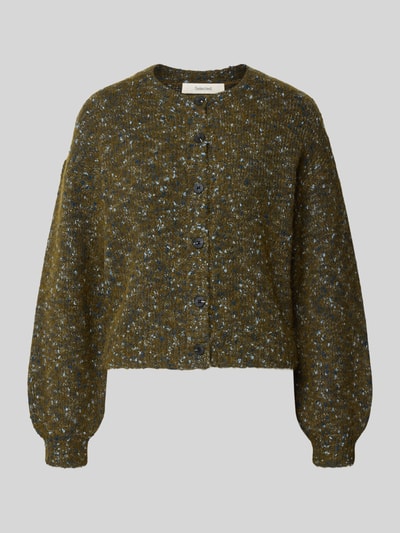 Selected Strickjacke aus Wolle Alpaka-Mix Oliv 1