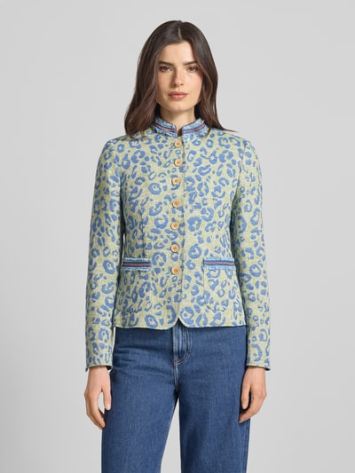 White Label Slim Fit Blazer mit Allover-Animal-Stitching Gruen 4