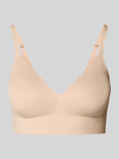 Produktfoto, Bustier mit herausnehmbaren Cups von Skiny in Beige, Material-Mix mit Stretch-Anteil, Körpernahe Passform, V-Ausschnitt, verstellbare Träger, glatte Textur.