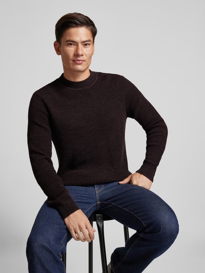 Jack & Jones Premium Strickpullover mit gerippten Abschlüssen Modell 'VIGGO' Dunkelbraun 3