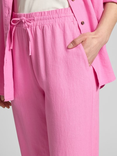 FREE/QUENT Straight leg linnen broek met steekzakken, model 'Lavea' Felroze - 3