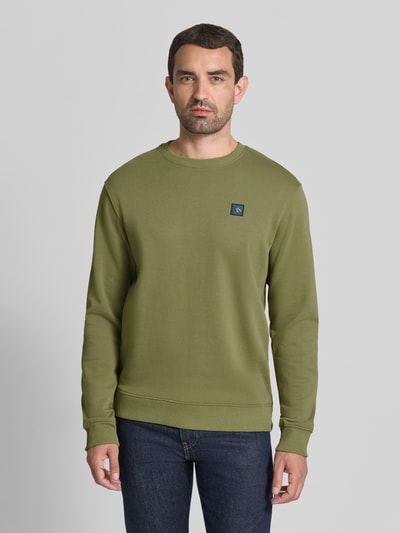 Scotch & Soda sweatshirt met labelbadge en ronde hals Grasgroen - 4