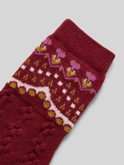 Falke Socken mit Kaschmir-Anteil und Strukturmuster Modell 'Specia' Bordeaux 2