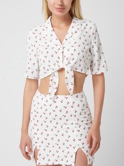 Noisy May Korte blouse met knoopdetail, model 'Joe' Offwhite - 4