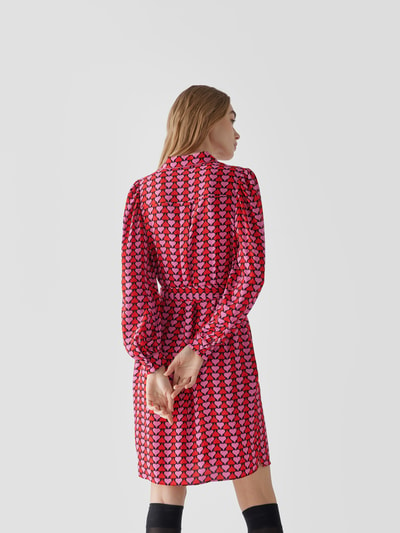 Diane von Furstenberg Knielanges Kleid mit Allover-Muster Pink Melange 5