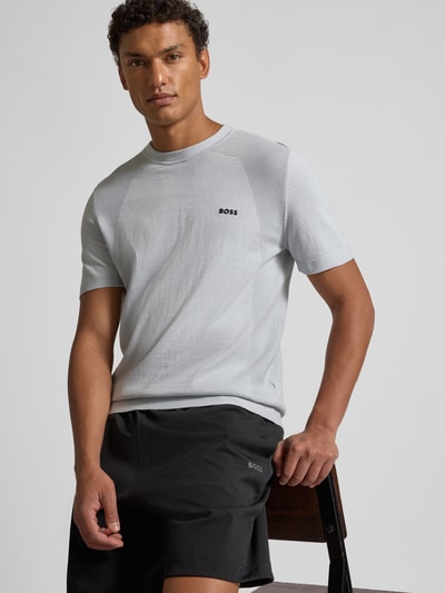 BOSS Green Regular fit T-shirt van katoenmix, model 'MOMENTUM' Lichtgrijs - 3