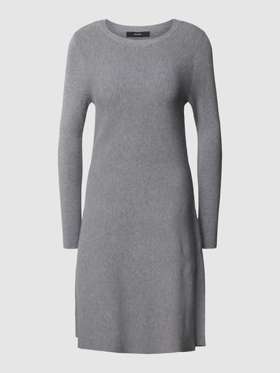 VERO MODA Knielanges Strickkleid mit Rundhalsausschnitt Modell 'NANCY' Mittelgrau Melange 2