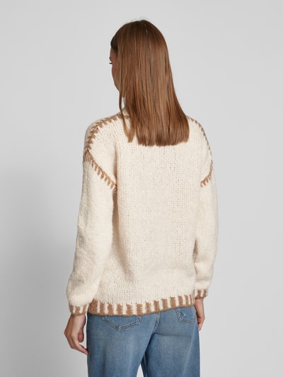 ZABAIONE Oversized gebreide pullover met opstaande kraag, model 'Emily' Beige - 5