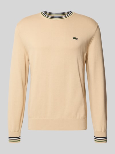 Lacoste Regular fit gebreide pullover van zuiver katoen Beige - 2