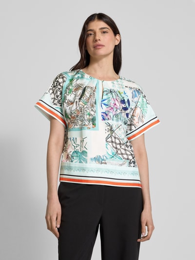 Marc Cain Regular Fit Seidenblusenshirt mit Schlüsselloch-Ausschnitt Mint 4