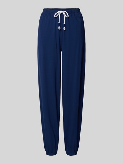Produktfoto, Pyjama-Hose mit elastischen Beinabschlüssen Modell 'Solid Love' von Mey, dames pyjamabroek van katoenmix, regular fit, elastische boordjes, elastische band met tunnelkoord, effen donkerblauw, zachte textuur