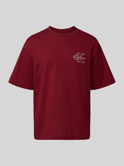 Calvin Klein Jeans Regular Fit T-Shirt mit Logo-Stitching Modell 'Micro' Bordeaux 2