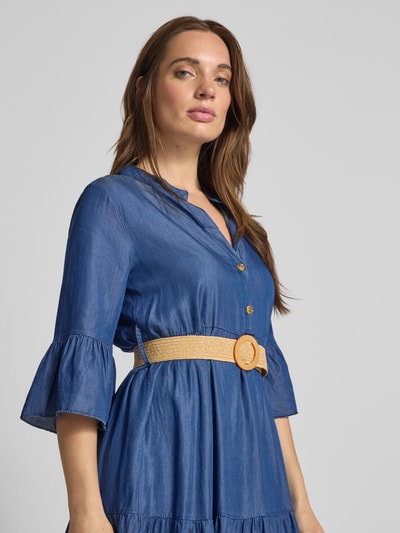 ZABAIONE Midikleid im Stufen-Look mit Gürtel Dunkelblau 3