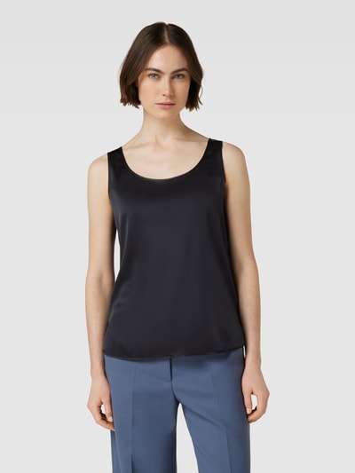 MaxMara Leisure Top z jedwabiu w jednolitym kolorze model ‘PAN’ Ciemnoniebieski 4