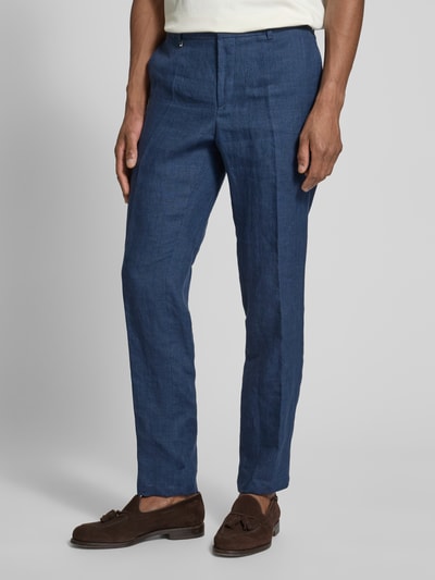 BOSS Slim Fit Leinenhose mit Gesäßtaschen Modell 'Genius' Marine 4