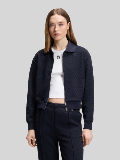HUGO Bluzon o kroju relaxed fit z detalem z logo model 'DADRID' Granatowy 4