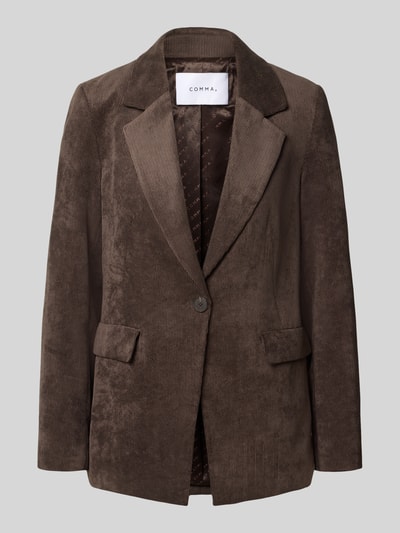 Produktfoto, Regular Fit Blazer in Cord-Optik von COMMA, braune Farbe, Pattentaschen, Reverskragen, elastischer Material-Mix.