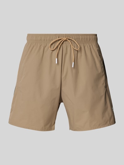 BOSS Regular Fit Badeshorts mit Label-Print Modell 'Iconic' Sand 1