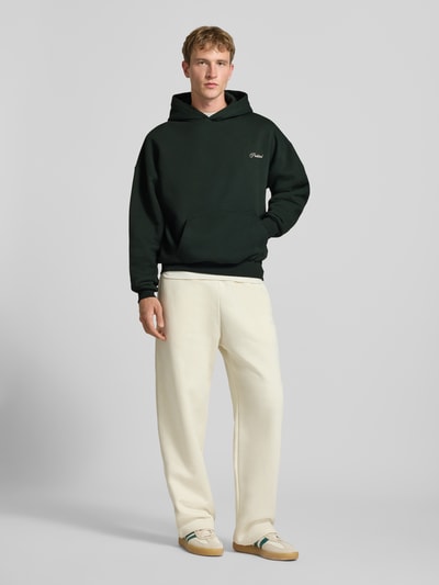 PROHIBITED relaxed fit hoodie van katoenmix met labelstitching Donkergroen - 1