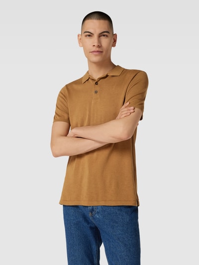 Bruun & Stengade Poloshirt im unifarbenen Design Modell 'Ramon' Camel 4