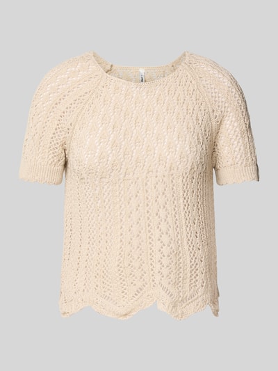 Only Regular fit gehaakt T-shirt van katoenmix, model 'NOLA' Zand - 2