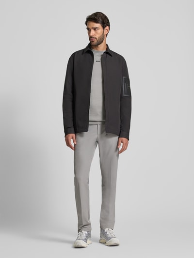BOSS Green Regular Fit Strickpullover mit Woll-Anteil Hellgrau 1