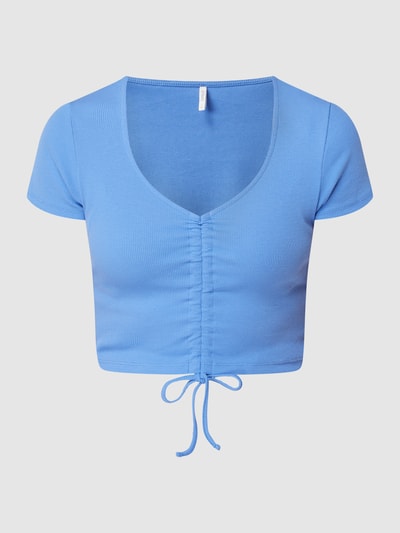 Only Cropped Shirt mit Rippenstruktur Modell 'Mia'  Rauchblau 2