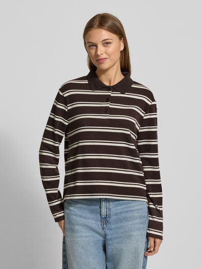 Mango Poloshirt mit Knopfleiste Modell 'AUSTIN' Dunkelbraun 4