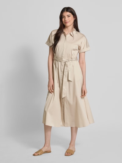 comma Hemdblusenkleid mit Bindegürtel Beige 4