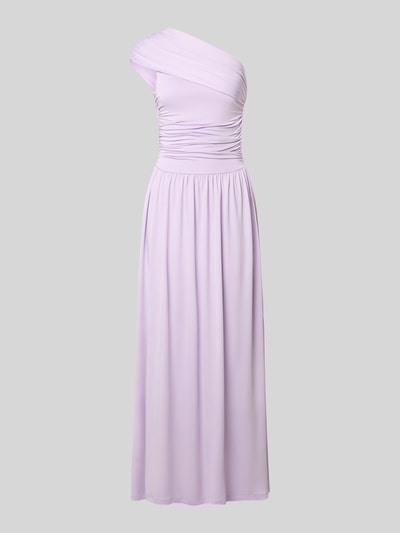 Produktfoto, Cocktailkleid im One-Shoulder-Look Modell 'WINJA' von YAS in Flieder, taillierter Maxikleid-Schnitt, glatte Textur.