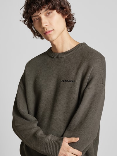 Pegador Oversized Strickpullover mit Label-Stitching Anthrazit 3