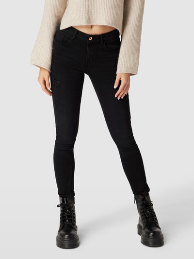 Only Regular fit jeans in used-look, model 'DAISY' Zwart - 4
