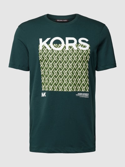 Michael Kors T-Shirt mit Motiv- und Label-Print Modell 'LATTICE KORS' Gruen 2