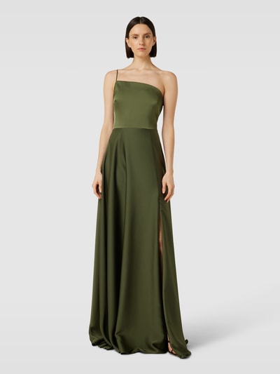 Vera Wang Bride Abendkleid mit One-Shoulder-Träger Modell 'VENISHIA' Oliv 4