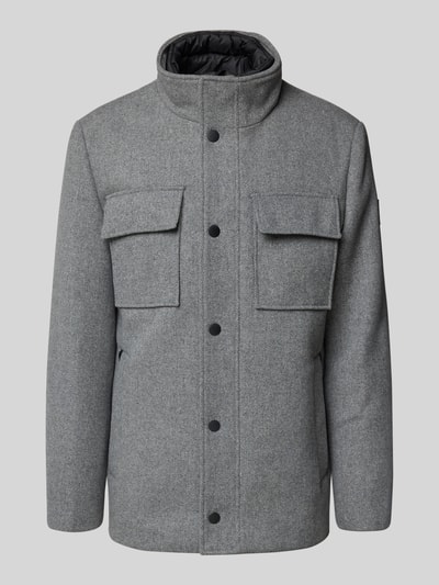 Tom Tailor Regular Fit Wollmantel mit abnehmbarem Innenkragen Hellgrau 2