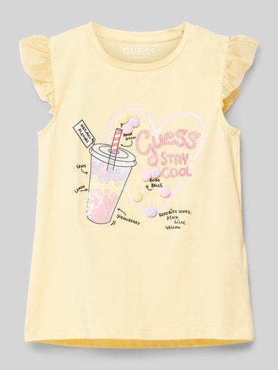 Guess T-shirt met motiefprint Lichtgeel - 1