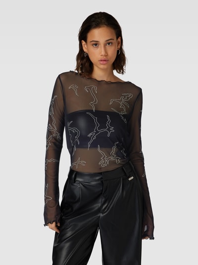 NOISY MAY® Longsleeve in transparentem Design Modell 'VIOLET' Black 4