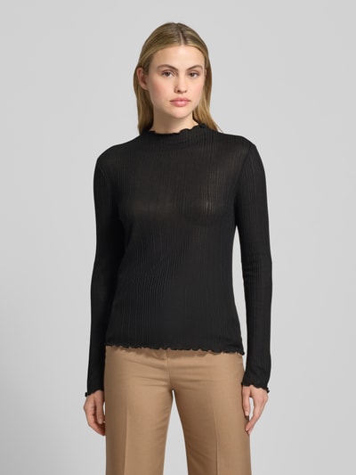 OPUS Shirt met lange mouwen en opstaande kraag, model 'Sivi' Zwart - 4